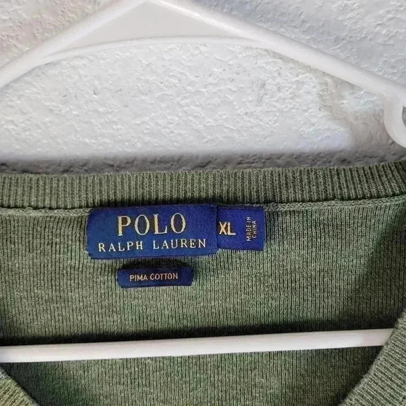 Polo Ralph Lauren V Neck Green Pullover Pima Cotton Sweater - Picture 3 of 5